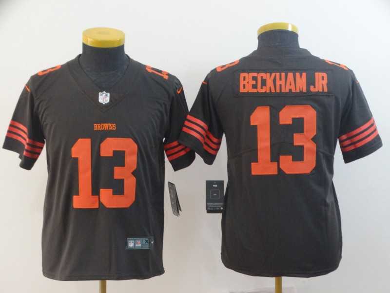 Youth Nike Browns 13 Odell Beckham Jr Brown Color Rush Limited Jersey